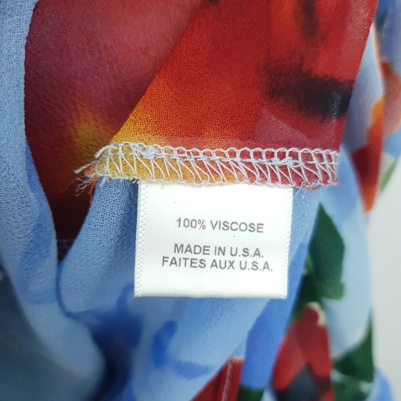 Misa Los Angeles Enya Floral Sheer Mini Dress Long Sleeve Orange & Blue Women XL - Picture 10 of 15